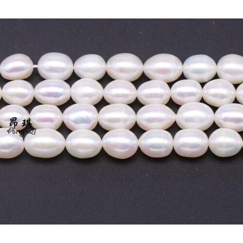 Natural Freshwater Cultured Pearls Beads Rice Shape 100% Natural Pearls for Jewelry Making DIY Charm Bracelets Strand 13 Inches