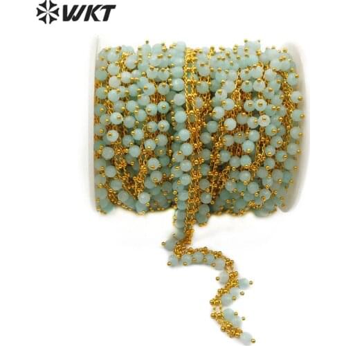 WT-RBC108 wholesale price natural stone with gold Chain Bead long Chain Handmade fanshion Jewelry Chain