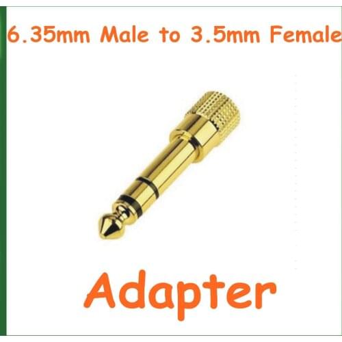 DOLMOBILE 100pcs Gold Color 6.35mm Male to 3.5mm Female Stereo Audio Plug Jack Adapter Converter Connector