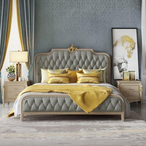 Baijiahui American light luxury bed double bed European luxury solid wood princess bed small apartment bedroom French bed N004