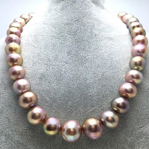 Edison 13-15mm luxury Baroque specific colorful mixed color natural pearl genuine mother GIFT 925 silver clasp