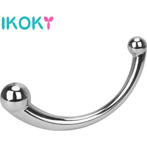 IKOKY Sex Toys for Women Stainless Steel Prostate Massage Female Masturbation Double Head Anal Plug Butt Stimulation