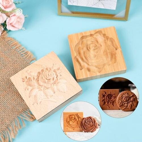 Baking Tool Mould Cookie Cutter Provance Rose Cookie Stamp Embossing Mold Wooden Stamp Mold Decor Craft Decorating