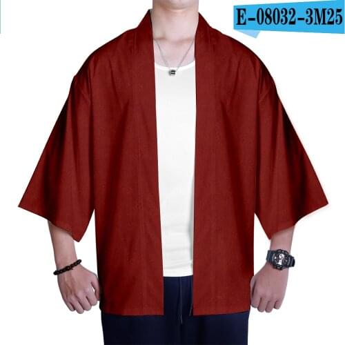 Popular ghost blade 3D Kimono Fashion Japanese Casual Seven-point Sleeve Cardigan Summer Dark red Demon Slayer shirt