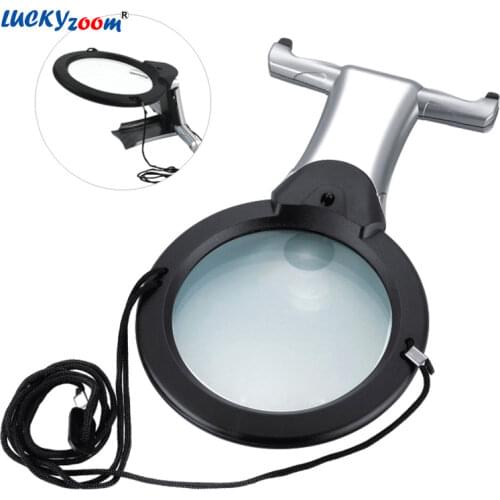 2X 6X Hand Free Suspended Magnifier LED Illuminated Loupe Jewelry Reading Magnifier Handheld Desktop Multi Magnifying Glass Lupa