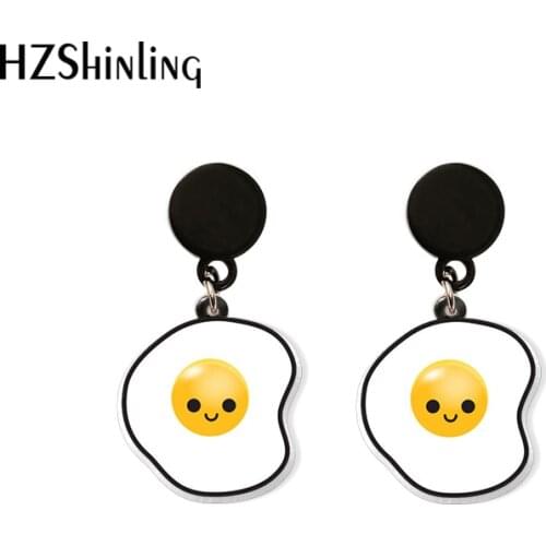 2020 New Cute Breakfast Drop Earring Lovely Juice Fried Egg Resin Earrings Epoxy Acrylic Earring Handmade Jewelry