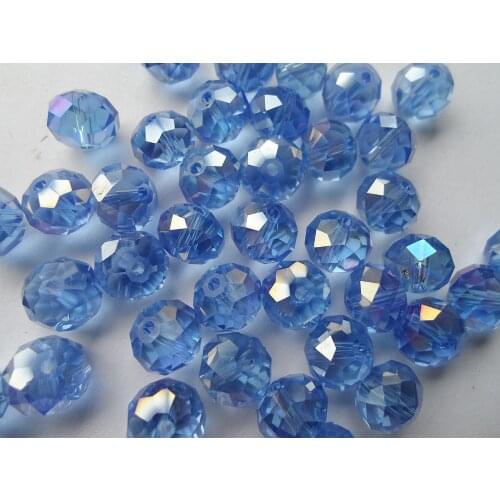 Fashion Flat sky clear blue crystal beads10mm Plated AB color,good quality 10mm Flat sky bule crystal bead(total 11 color style)