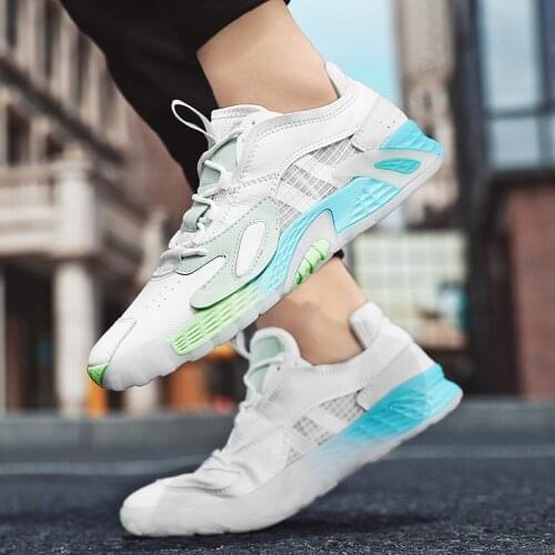 Mens breathable lace-up outdoor sports shoes adult non-slip comfortable mesh sports shoes soft jogging tennis shoes