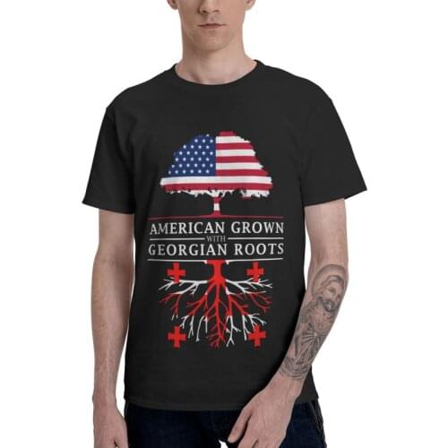 Male American Grown With Georgian Roots T-Shirt Streetwear Georgia Country Tshirt Short Sleeve Hip Hop T Shirt Homme Cotton Tee
