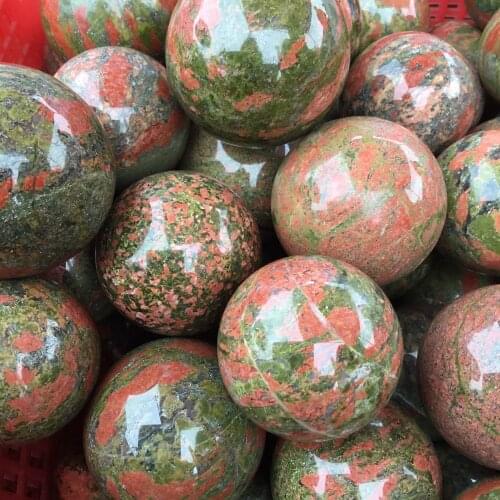 Natural Polished Unakite Crystal Spheres Flower Greenstone Ball For Home Decoration