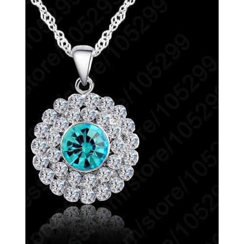 Newest 925 Sterling Silver Cubic Zirconia Necklace Crystal Pendant Necklace Jewelry Gift Wedding Jewelry