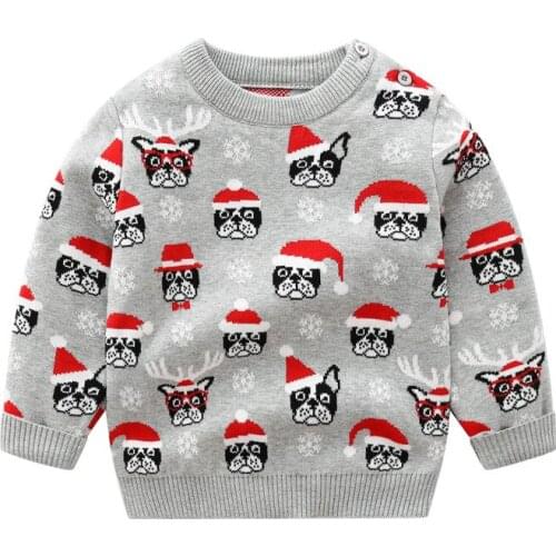 IYEAL New Christmas Knitted Sweaters Kid Boy Clothes Autumn Warm Pullover Top Long Sleeve Cartoon Pattern Toddler Girl Knitwear