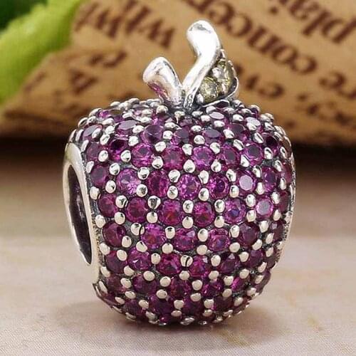 Original Cute Pave Apple With Full Crystal Beads Fit 925 Sterling Silver Bead Charm Europe Bracelet Bangle Diy Jewelry