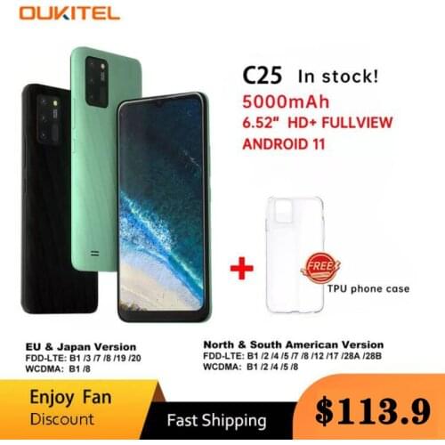 Oukitel C25 Smartphone 2021 Autum New Arrival 6.517"HD+ 5000mAh Android11 4GB+32GB Mobile Phones 13M Camera Cell Phone Max