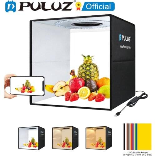 PULUZ 25 40cm Portable 3200K-6500K Ring LED USB Photo Lighting Desktop Shooting Tent Studio Box With 12 Color Backdrops Lightbox