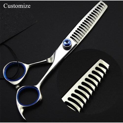 Customize professional Japan 440c 6 inch Curved 18 teeth hair scissors hair Thinning barber scissor shears hairdressing scissors