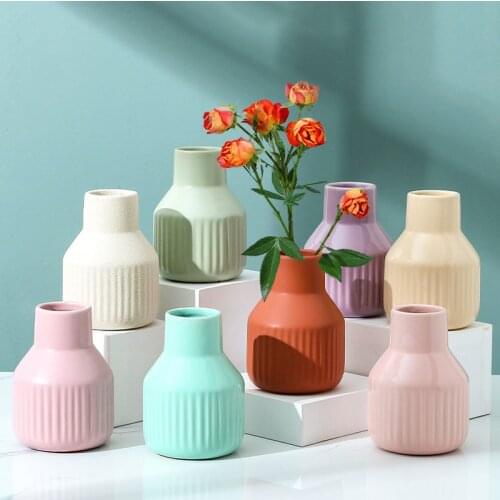 Mini Ceramic Vase Colorful Flower Vases Hydroponics Home Office Decoration Accessories Modern Flower Arrangement Balcony Decors