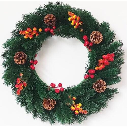 Christmas Wreath Artificial Pine Cones And Berries Festival Decoration Wall Decor Door Ornament For Xmas New Year