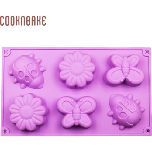 Silicone handmade Soap Mold Jelly pudding Cake pastry bakeware Flower Butterfly cake Baking tool DIY birthday 6 lattices