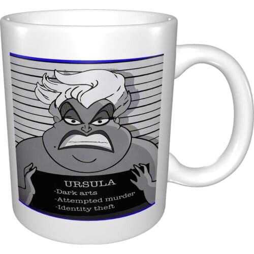 Ursula Mugshot Princess Funny Criminal Octopus Mermaid Villain Top Print Mug Coffee Cup Coffee Mug Coffee Sets