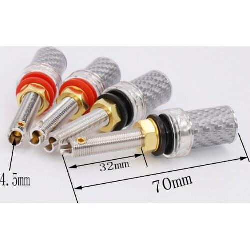 High Quality 4Pc Rhodium Speaker AMP Terminal Binding Post Carbon Fiber