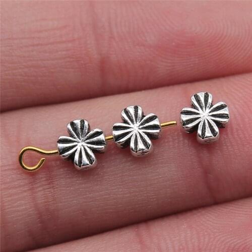 WYSIWYG 20pcs Pattern Small Hole Beads For Diy Jewelry Making Jewelry Finding Antique Silver Color 6x6mm