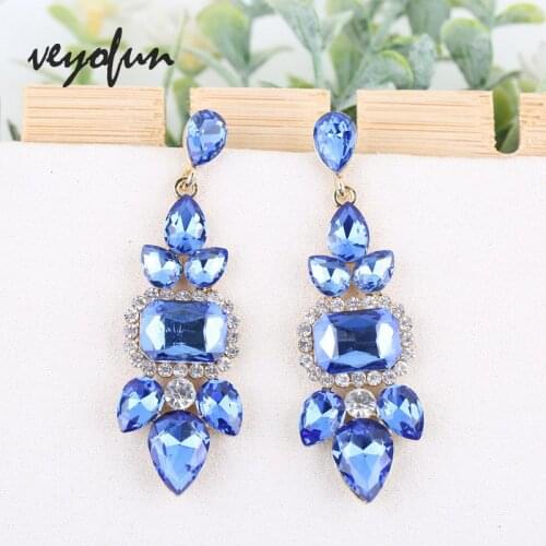 Veyofun Ethnic 7 Color Crystal Drop Earrings Vintage Bridal Dangle Earrings Fashion Jewelry for Women Gift Wholesale New