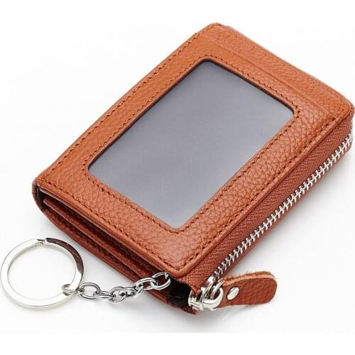 15PCS / LOT Genuine Leather Mini Change Purse Women Coin Holder Keychain Case