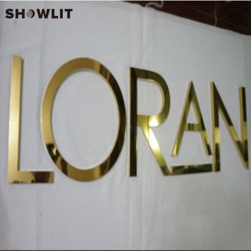 Golden Color Chorme Signs Custom Made Laser Cutting Brass Polished Letters Signs