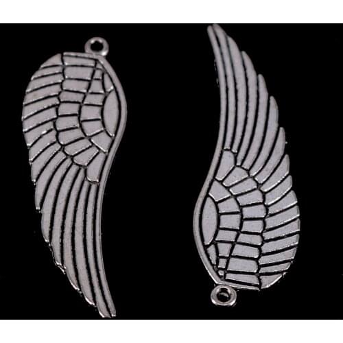 10pcs Tibetan Silver Wing Charms Pendants DIY Jewelry for Necklace Bracelet Making Accessaries 9x30mm