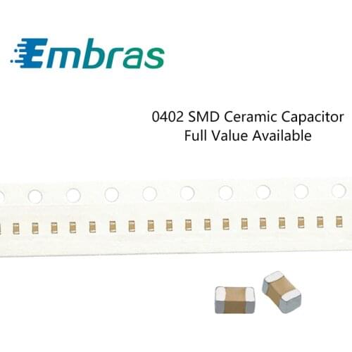 100Pcs 0402 SMD Capacitor Electronics Set 120pF-22uF 5% 10% 1005 390pF 2.7nF 220nF 16V 25V 50V 105K Full Value Available DIY Kit