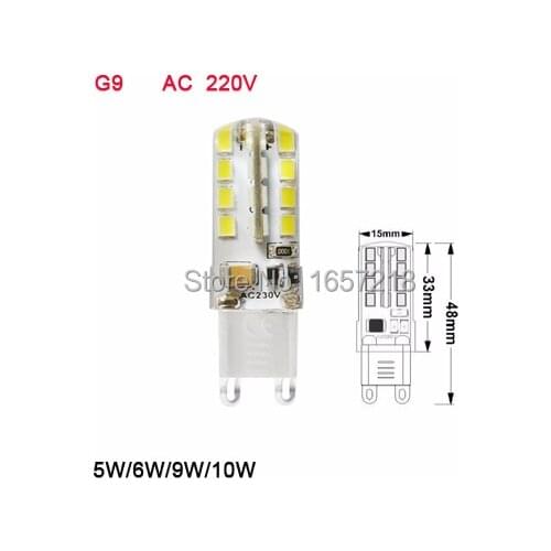 2pcs G9 LED lamp Corn Light 5W 6W 9W 10W SMD3014 Sillcone body Mini LED Bulb AC220/240V Crystal Chandelier Spot Light Wholesale
