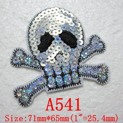 4pieces/lot Skull sequins Embroidery Cloth On Patch Sew Motif Applique craft DIY Clothing decoration A541