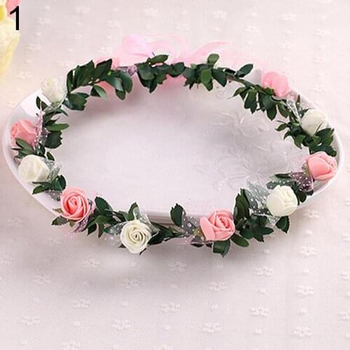 80%Hot Sale Rose Flower Crown Headband Wreath Party Wedding Bridal Garland Hairband Headwear