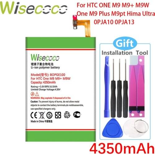 WISECOCO 4350mAh BOPGE100 Battery For HTC ONE M9 M9+ M9W One M9 Plus M9pt Hima Ultra 0PJA10 0PJA13 Mobile Phone+Tracking Number