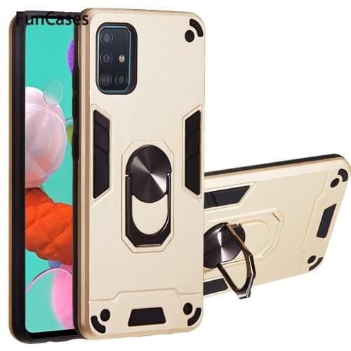 Car Ring Holder Soft Silicone Case For cellular Samsung A51 Half-Wrapped Cases Samsung telefon A51 A50 A50S Capa Para Ring Armor