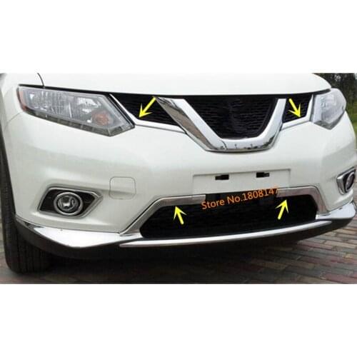 Car Protection Detector ABS Chrome Trim Front Bottom Grid Grill Grille Around For Nissan X-Trail Xtrail T32/Rogue 2014 2015 2016