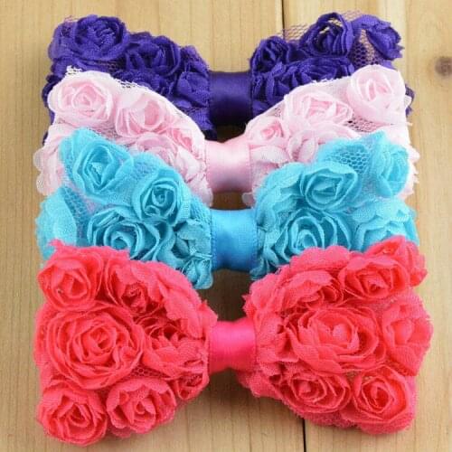 Girls chiffon rose flower bows hair accessory children rosette bow hair WITHOUT clips 100pcs/lot BOW02