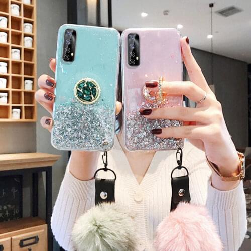 A5 A9 2020 Glitter Bling Case For Oppo A91 A31 A3s A5S K5 A1K F7 F11 Pro A53 A52 A72 A92S A57 A39 Case Ring Holder Cover C12 C15