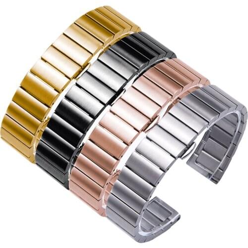 PEIYI 15 16 18 20 22mm Stainless steel wristband black gold rose gold silver strap Replace steel bracelet for man and women