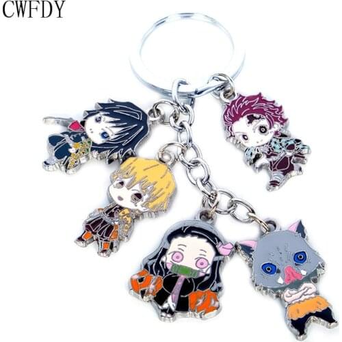 Demon Slayer Keychain Kimetsu no Yaiba Tanjirou Nezuko Metal Pendant Keyring Hunter x Hunter Key Chain For Men Cosplay Accessory