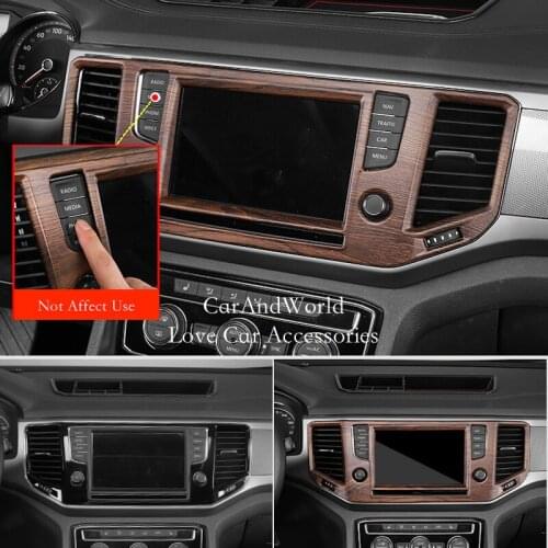 For VW Volkswagen Teramont Atlas 2017-2019 Console Navigation Frame Panel Cover Molding Trims Inner ABS Chrome Car Accessories