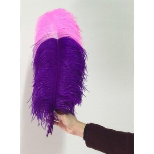 Bi-colors Ostrich Feather pink+purple dyed Wedding Feathers size range from 50-75cm long