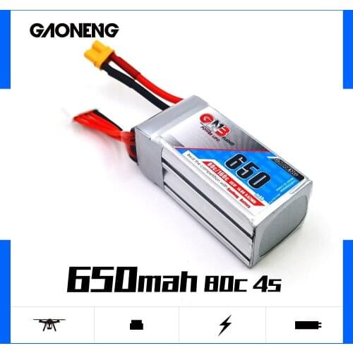 GAONENG GNB 650mAh 4S 80C 14.8V Lipo Battery XT60 Connector Plug for 90 to150mm Size FPV Drone Quadcopters