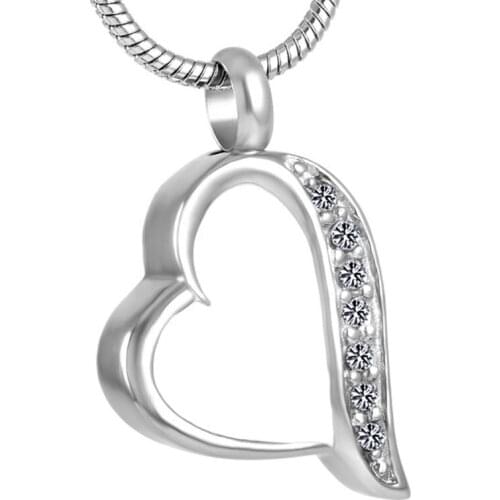 IJD8221 2017 New Arrive White Enamel Heart with Crystal Memorial Urn Keepsake Cremation Jewelry Pendant Women Accessories