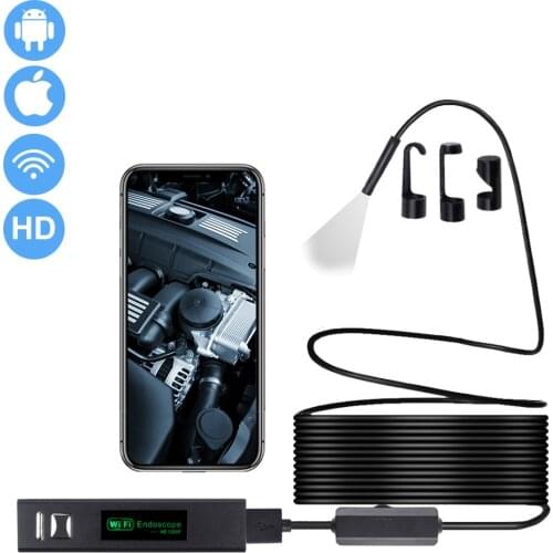 1200P Endoscope Camera Wifi Wireless Waterproof Inspection Camera Mini 8mm Adjustable LED Borescope Camera For Android IOS