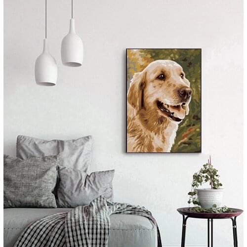 Oil Painting By Numbers "DOG " Drawing on Canvas HandPainted Art Gift DIY Picture By Number Kits Wall Decor