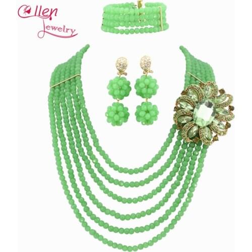 African Beads Jewelry Set nigerian wedding bridal Crystal Beads Necklace Set African style necklace jewelry W7281
