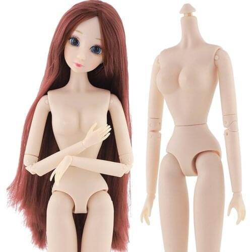 1/6 30cm Bjd Doll 28 Joint Can Twist Nude Long Hair Dolls Can Twist The Neck Multiple Hair Colors Doll Accessories Girl DIY Toy