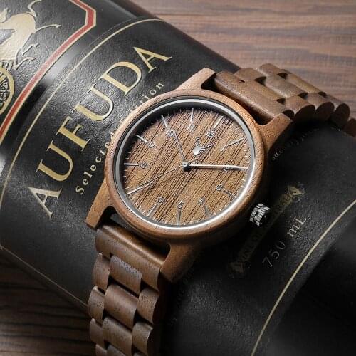 LeeEv Wood Watch for Men Vintage Wooden Quartz Wristwatch for Male No Logo